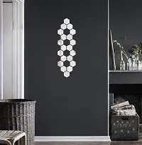 Designer Acrylic Hexagon Mirror Stickers For Wall With 10 Butterfly Stickers Pack Of 20 - Silvers-thumb1