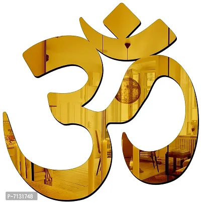 Designer Om Acrylic Mirror Wall Decor Sticker For Wall - Golden-thumb0