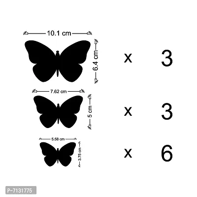 Designer 12 Butterflies 3 Size Silver, Acrylic Mirror Wall Decor Sticker For Wall-thumb2