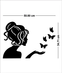Designer Angel And 4 Butterflies Silver Acrylic Mirror Wall Decor Sticker For Wall - Silver-thumb1