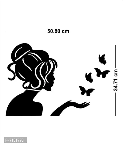 Designer Angel And 4 Butterflies Silver Acrylic Mirror Wall Decor Sticker For Wall - Silver-thumb2