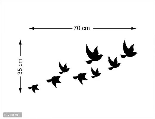 Designer 8 Flock Birds Acrylic Mirror Wall Decor Sticker For Wall - Golden-thumb4