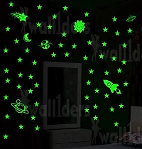 Designer Green  Fluorescent Night Glow In The Dark Star Wall Sticker - Pack Of 134 Stars Big And Small, Radium Sticker Glowing Stars-thumb3