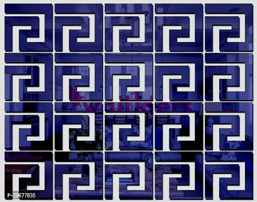 Designer 10 Geometric Blue (Each Piece Size 10 Cm) Acrylic Mirror Wall Decor Sticker