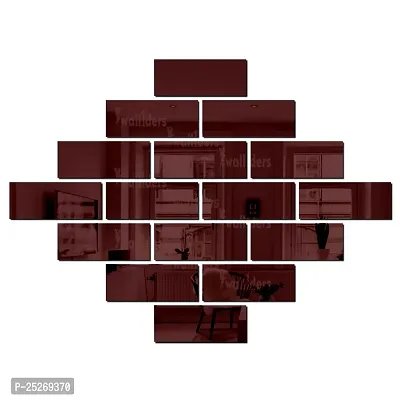 Designer Rectangle 16 Brown Acrylic Mirror Wall Stickers