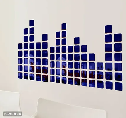 Designer Curve 100 Square Blue (Each Piece Size 3 Cm) Acrylic Mirror Wall Decor Sticker