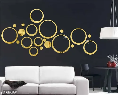 Designer Ring 12 Golden Acrylic Mirror Wall Stickers-thumb0