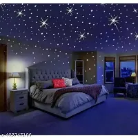 Glow In The Dark Stars Moon For Ceiling Glowing Stars Medium Stars Wall Sticker Solar Designer System Galaxys Nursery Wall Stickers (Pack Of 1)-thumb1