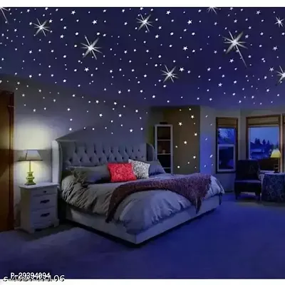 Glow In The Dark Stars Moon For Ceiling Glowing Stars Medium Stars Wall Sticker Solar Designer System Galaxys Nursery Wall Stickers (Pack Of 1)-thumb2