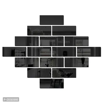 Designer Rectangle 16 Black Acrylic Mirror Wall Stickers