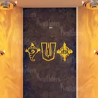 Designer Shanka Chakr Namah Golden Acrylic Mirror Wall Stickers-thumb2