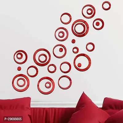 Designer 24 Rings Red Six Size Rings Acrylic Mirror Wall Decor Sticker-thumb0