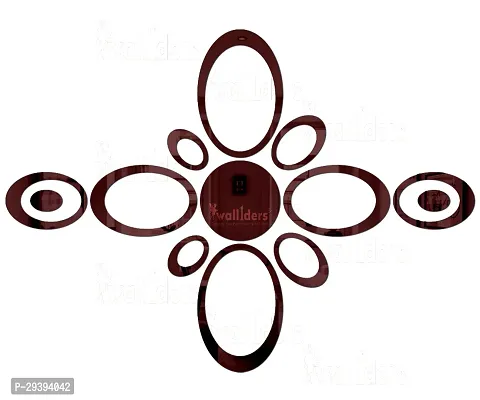 Designer 12 Oval Ring And Circle Brown Acrylic Mirror Wall Stickers-thumb3