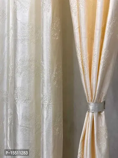 Scorchers Room Darkening Blackout Window Curtain Set of 2 Polyester Embossed Printed Curtain for Bedroom, Living Room-thumb2