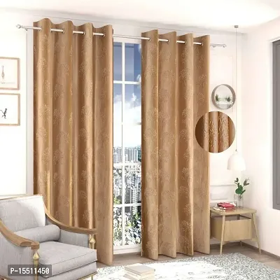 Scorchers Room Darkening Blackout Window Curtain Set of 2 Polyester Embossed Printed Curtain for Bedroom, Living Room