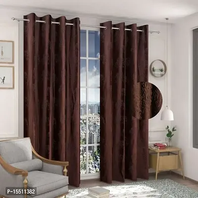 Scorchers Room Darkening Blackout Window Curtain Set of 2 Polyester Embossed Printed Curtain for Bedroom, Living Room