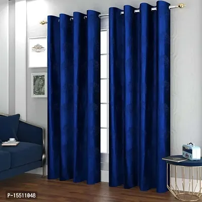 Scorchers Room Darkening Blackout Window Curtain Set of 2 Polyester Embossed Printed Curtain for Bedroom, Living Room-thumb0