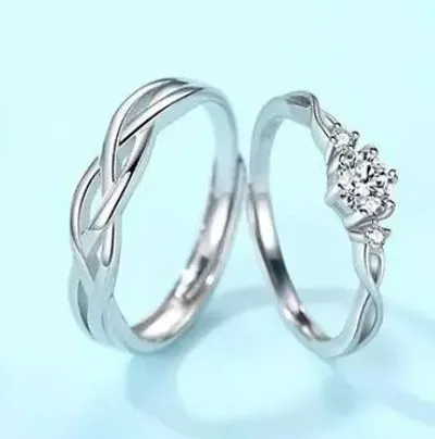 Silver Alloy Adjustable Rings Set