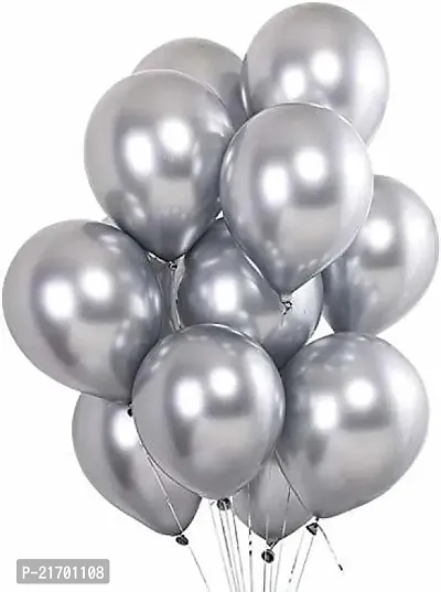 Classic Solid Solid Premium Metallic Latex Balloons Pack Of 50 Silver Balloons For Decoration Balloon (Silver, Pack Of 50) Balloon (Silver, Pack Of 50)