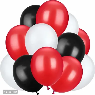 Classic Solid Birthday and Party Decoration Latex Balloon, Pack Of 51, White, Red, Black Balloon (Red, White, Black, Pack Of 51)