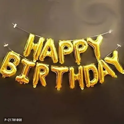 Classic Solid Solid Happy Birthday Decoration Foil Balloon For Birthday Party- Golden Letter Balloon Letter Balloon (Gold, Pack Of 13)