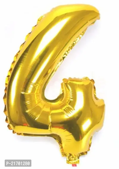 Classic Solid 4 Number Foil Balloon 16-Inch For Party Decoration Balloon (Golden, Pack Of-1) Home/Wedding/Anniversary/Office Party/Birthday/Opening Ceremony Decoration Letter Balloon (Gold, Pack Of 1)