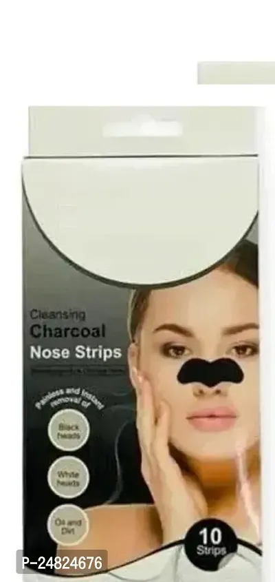 Bamboo Nose Charcoal Strips For Black Heads  Peel Off Mask (Pack Of 1 Set Of 10 Strips)