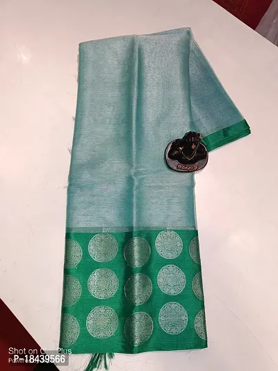 Elegant Green Cotton Saree with Blouse piece