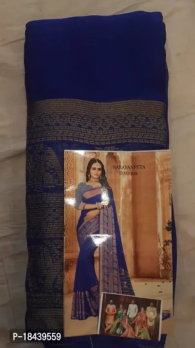Elegant Blue Cotton Saree with Blouse piece