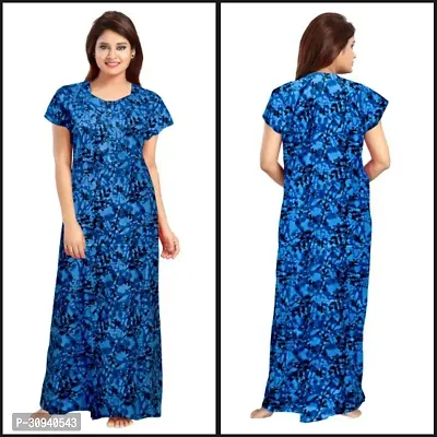 Elegant Cotton Blend Printed Nighty For Women-thumb0