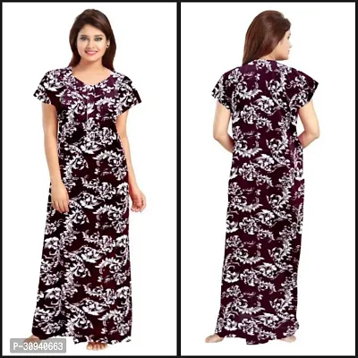 Elegant Cotton Blend Printed Nighty For Women-thumb0