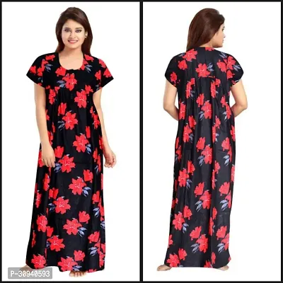 Elegant Cotton Blend Printed Nighty For Women-thumb0