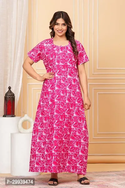 Elegant Cotton Printed Nighty For Women And Girls-thumb0