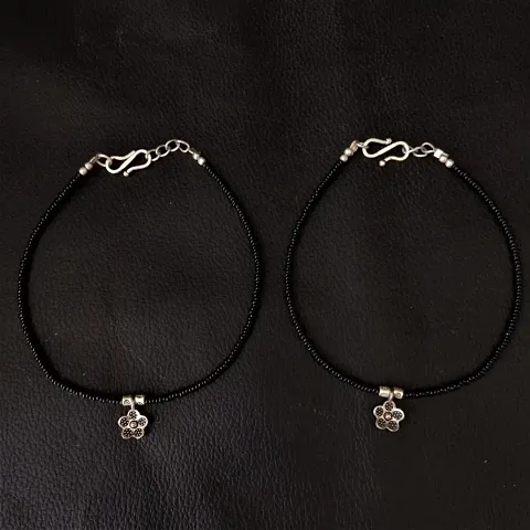 Oxidised Plated Flower Designed Fashionable Anklet