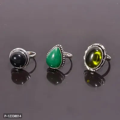 Multi Gemstone Ring Classy Jewelry Combo 3 Rings Set For Girls  Women