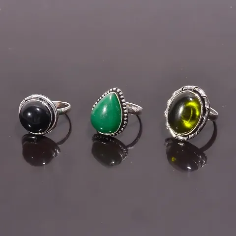 Gemstone Ring Classy Jewelry Combo 3 Rings Set For Girls Women