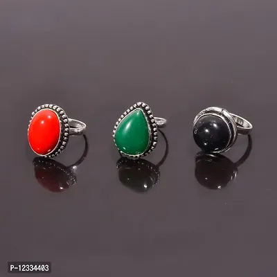 Multi Gemstone Ring Trendy Jewelry Combo 3 Rings Pcs Lot For Girls  Women