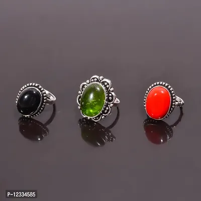Multi Gemstone Ring Classy Jewelry Combo 3 Rings Pcs Lot For Girls  Women
