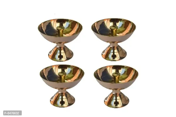 Brass Diya /Deep / oil Lamp for pooja (Set of 4, Diameter 5.5 cm)-thumb0