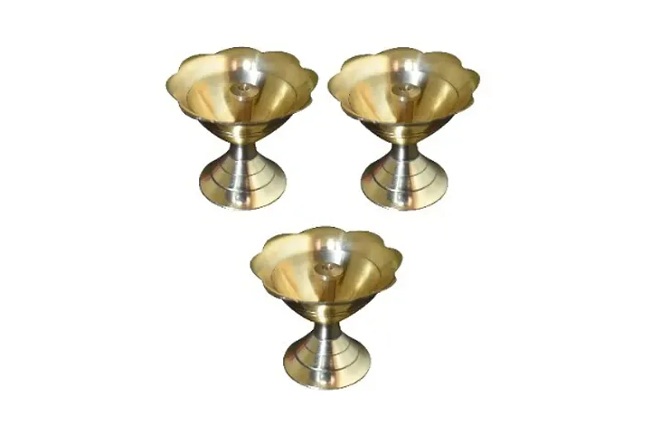 Brass Flower Diya Combo