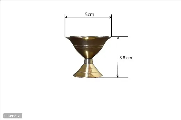 Brass Flower Diya /Deep / oil Lamp for pooja (Set of 2, Height 3.8 cm)-thumb2