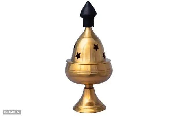 Brass star Diya / Deep / oil Lamp for pooja with Cap (Diameter 5 cm)-thumb0