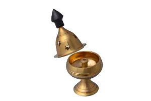 Brass star Diya / Deep / oil Lamp for pooja with Cap (Diameter 5 cm)-thumb1
