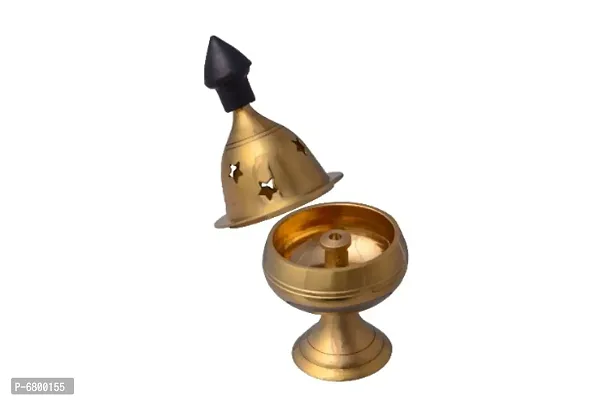 Brass star Diya / Deep / oil Lamp for pooja with Cap (Diameter 5 cm)-thumb2