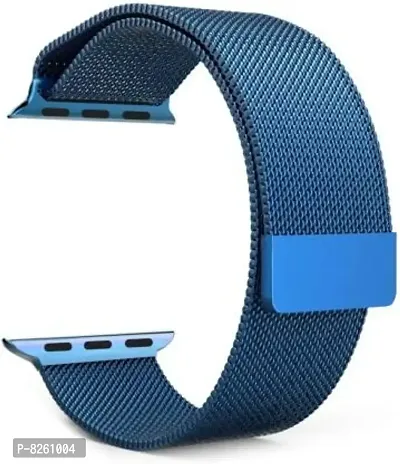 eHIKPLUS Apple Watch Milanese Loop Stainless Steel Magnetic Strap for Apple iWatch 44mm Series 7,6,5,4,3,2 SE - Blue-thumb0