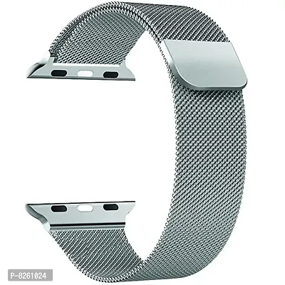 eHIKPLUS Apple Watch Milanese Loop Stainless Steel Magnetic Strap for Apple iWatch 44mm Series 7,6,5,4,3,2 SE - Silver-thumb0