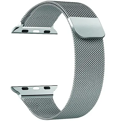 eHIKPLUS Apple Watch Milanese Loop Stainless Steel Magnetic Strap for Apple iWatch 44mm Series 7,6,5,4,3,2 SE - Silver