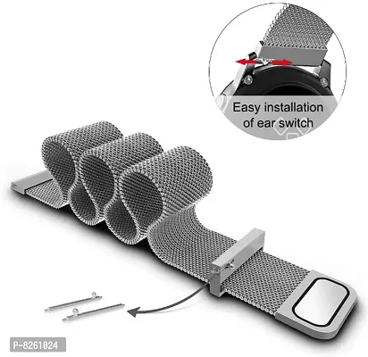 eHIKPLUS Apple Watch Milanese Loop Stainless Steel Magnetic Strap for Apple iWatch 44mm Series 7,6,5,4,3,2 SE - Silver-thumb2