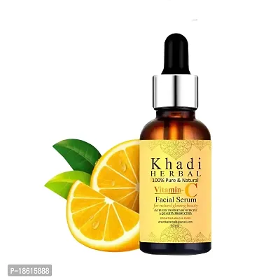Khadi Herbal Vitamin C Facial Serum for Natural Glowing Beauty | Infused with Hyaluronic acid and Vitamin C | 30ml (Pack of 1)-thumb2