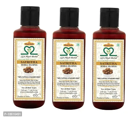 S2M Khadi Herbal Ayurvedic Satritha Shampoo 210 ml (Pack of 3)-thumb0